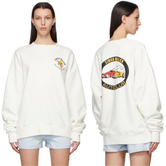 Simon Miller Off White Crewneck Oversized Rista Terry Sweatshirt Size Large - Picture 1 of 8